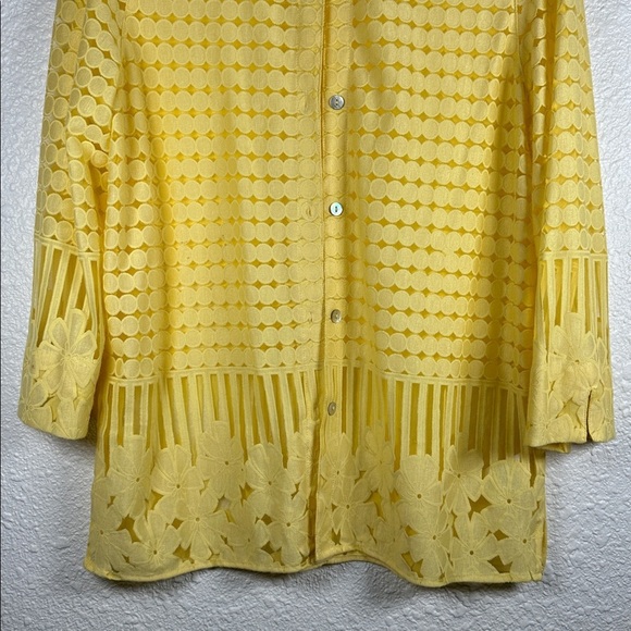 Alfred Dunner Women’s yellow button-down blouse long sleeve shirt, size Small - Picture 4 of 8